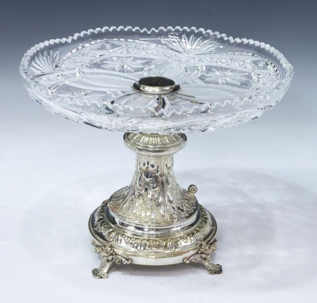 Appraisal: Victorian centerpiece cake stand cut glass dish raised on a