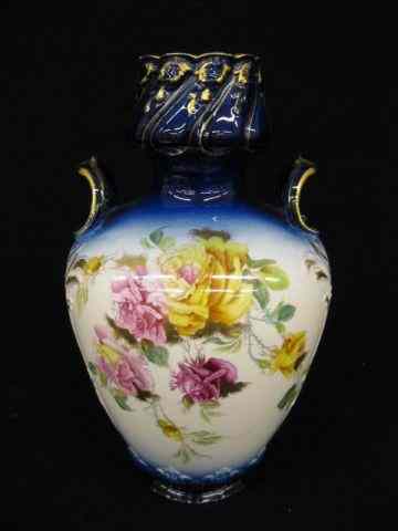 Appraisal: Royal Bonn Porcelain Vase floral with cobalt gold trim ''