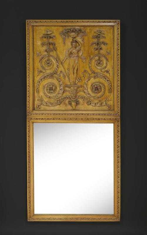 Appraisal: NARROW OVERMANTEL MIRROR Louis XVI Aachen-Liege end of the th