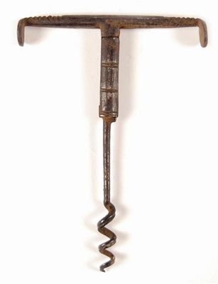 Appraisal: An th century steel corkscrew with tamper ends