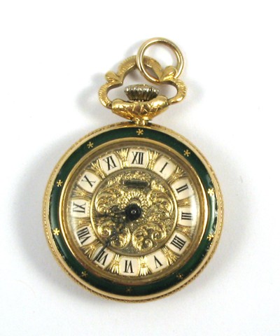 Appraisal: EIGHTEEN KARAT GOLD CASE PENDANT WATCH Swiss th century the