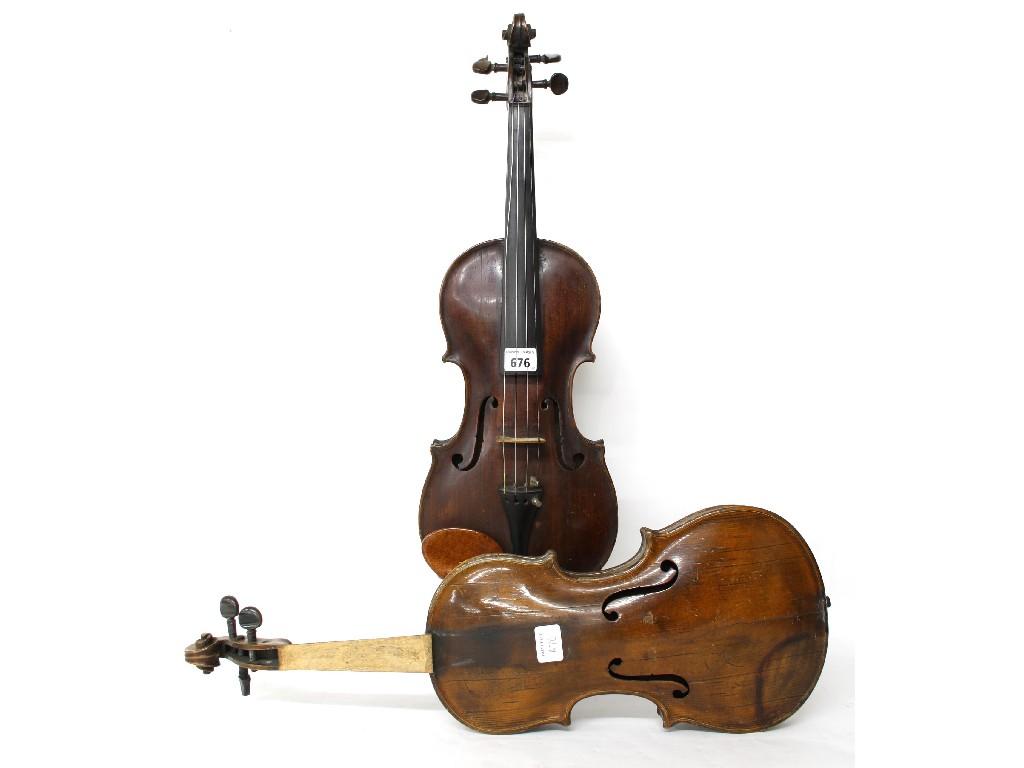 Appraisal: th century German violin by and labelled Johann Adam Schonfelder