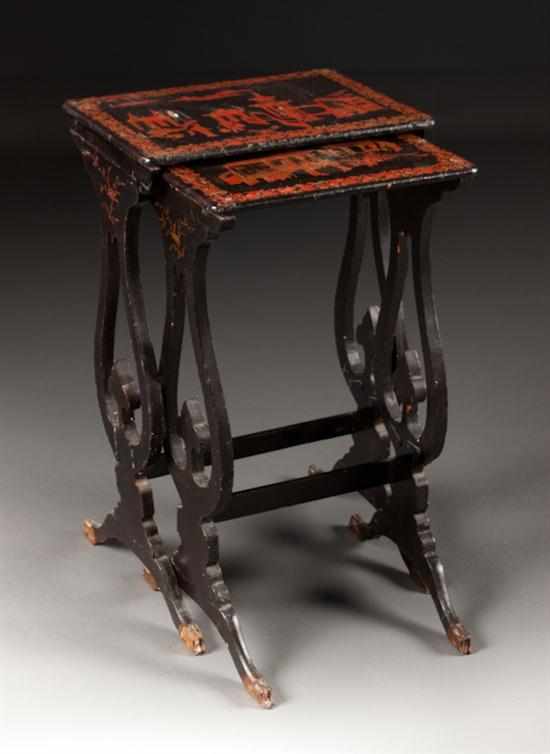 Appraisal: Chinese Export lacquered wood nest of two tables late th