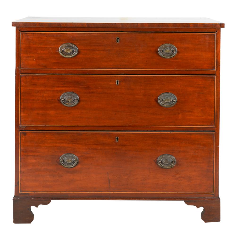 Appraisal: AMERICAN MAHOGANY CHEST OF DRAWERS th century with banded and