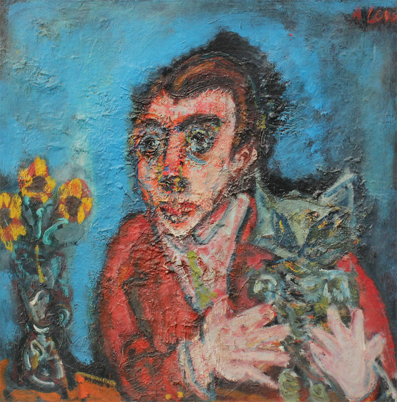 Appraisal: LEVE Andre French - ''L'Enfant Au Chat'' Expressionist Portrait Oil