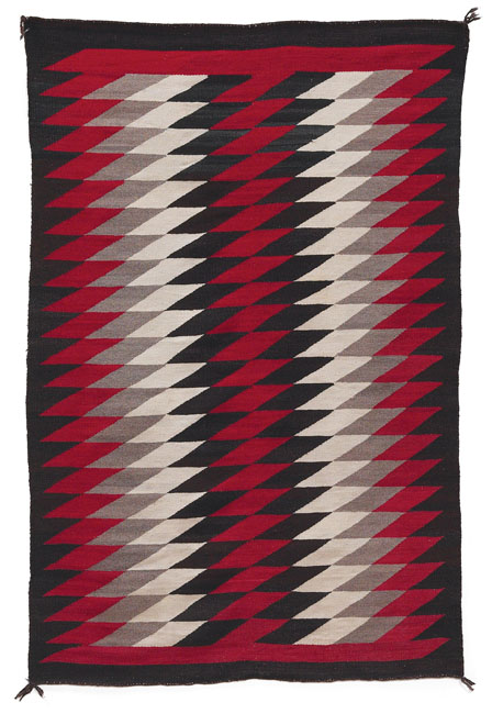 Appraisal: Navajo rug c diamond design in red gray cream and