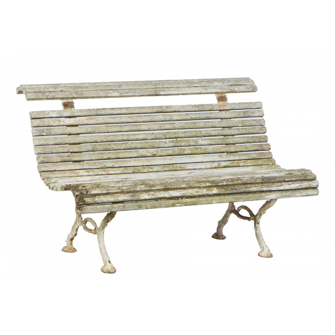 Appraisal: French Cast Iron and Beech Garden Bench early th c