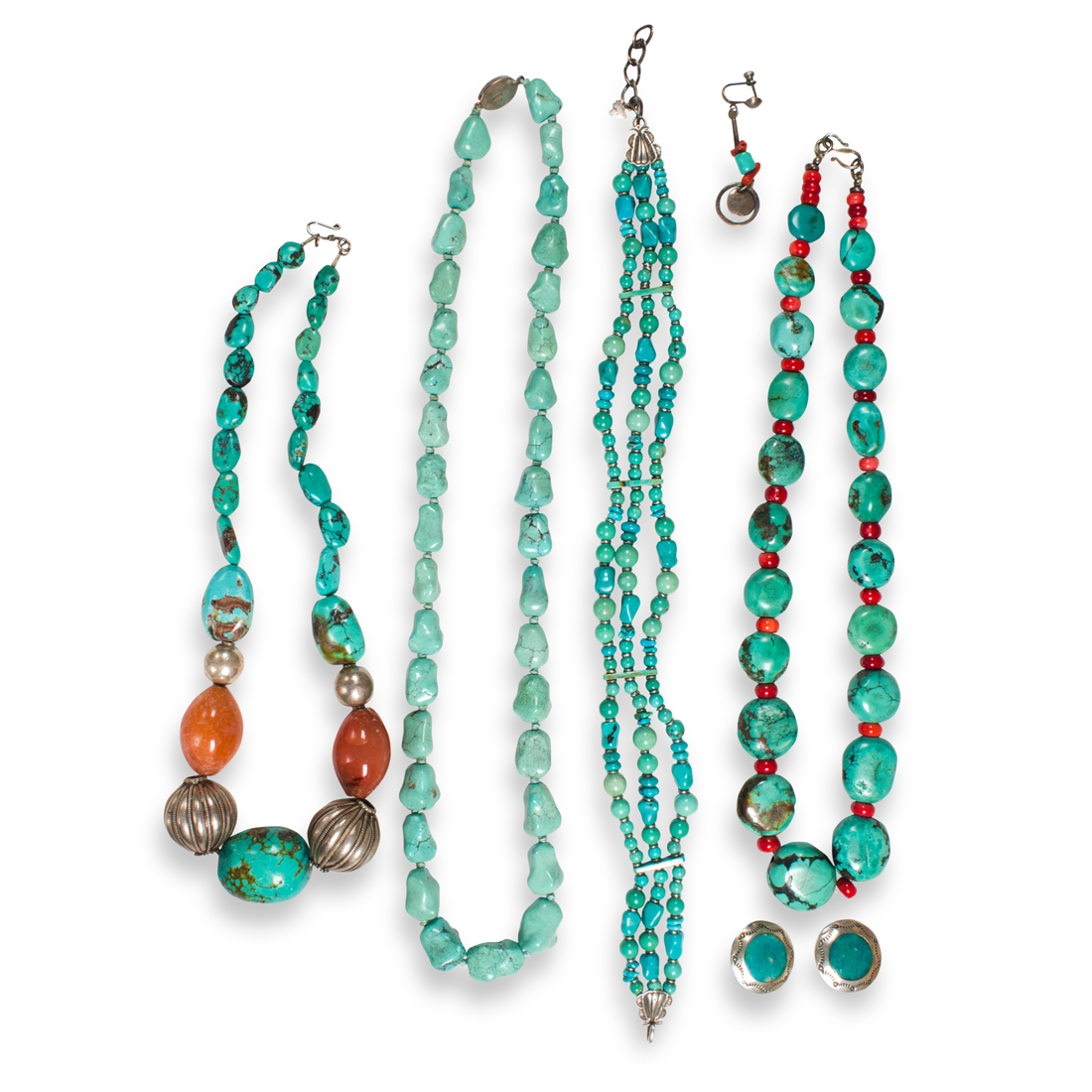 Appraisal: A GROUP OF TURQUOISE AND SILVER JEWELRY A group of