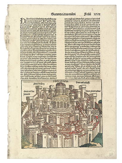 Appraisal: SCHEDEL HARTMANN Hierosolima Hand-colored half-page illustration from the Latin language