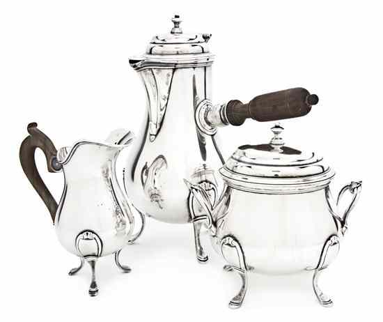 Appraisal: A French Silver Coffee Service Tetard Freres th century comprising