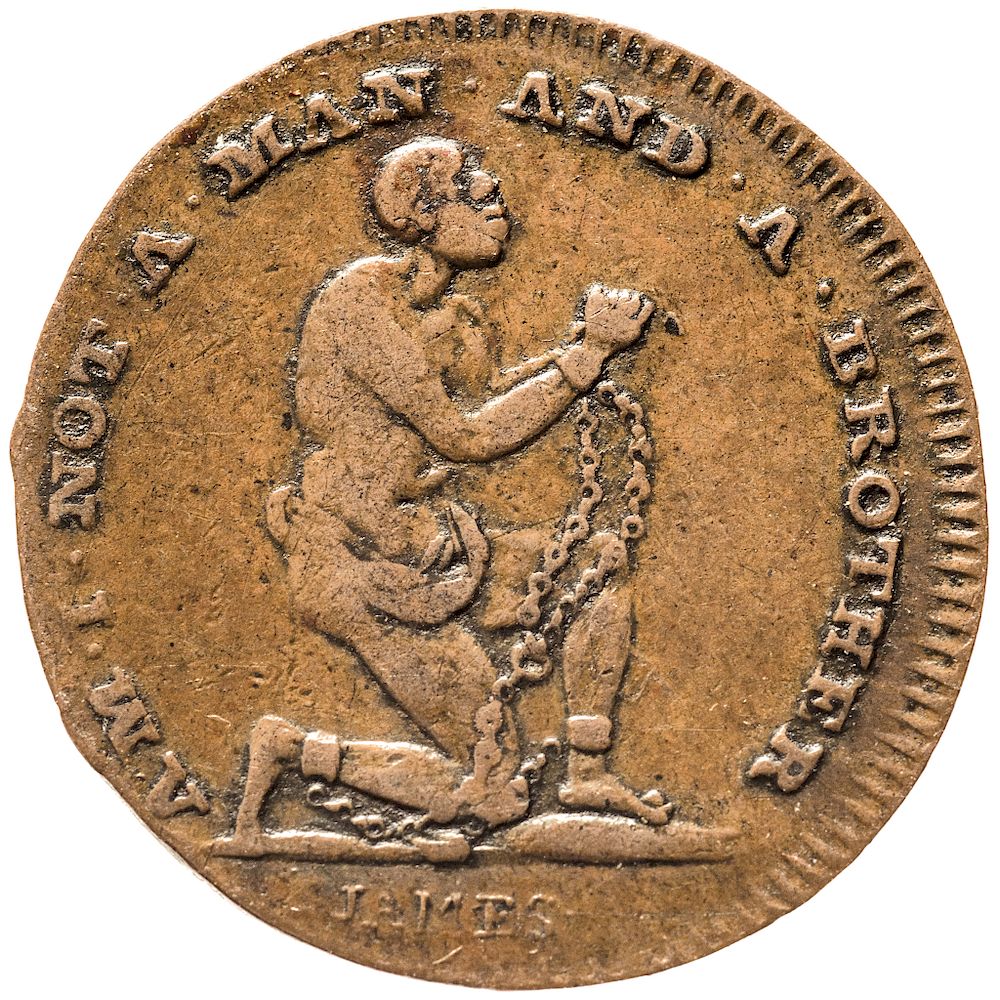 Appraisal: c Anti-Slavery Farthing Chained Slave Legend Am I Not a