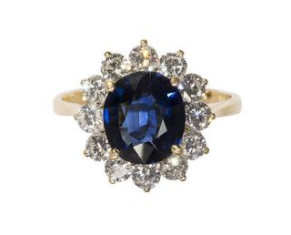 Appraisal: Sapphire diamond and k yellow gold ring Sapphire diamond and