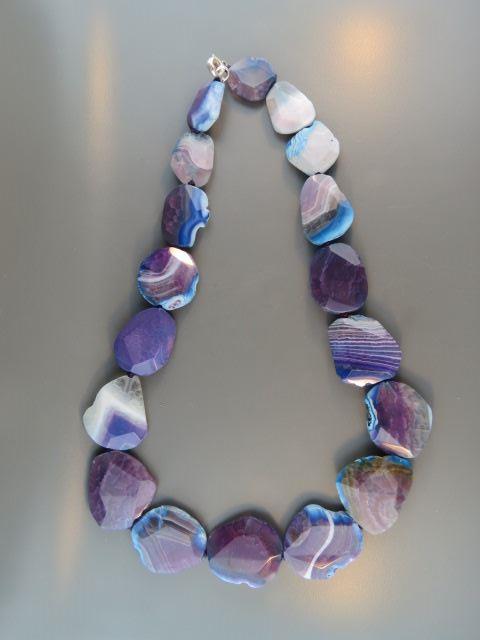 Appraisal: Druzy Agate Necklace natural gem beads sterling silver clasp long