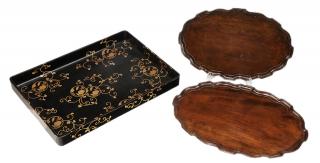 Appraisal: Group of Three Serving Trays one Japan th century black