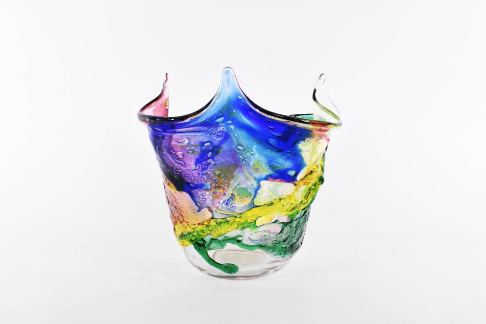 Appraisal: VENETIAN MULTI-COLORED STYLIZED VASEModern The underside with indistinct signature Murano