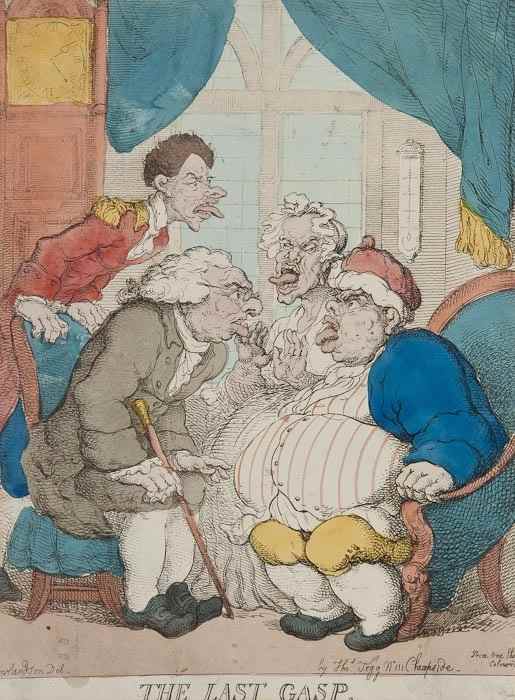 Appraisal: Thomas Rowlandson - The Last Gasp medical caricature BM Satires