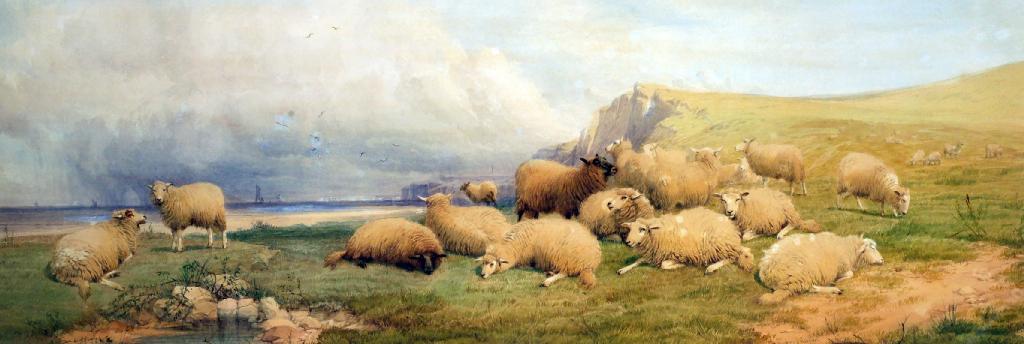 Appraisal: THOMAS SIDNEY COOPER R A - SHEEP AT A CLIFF'S