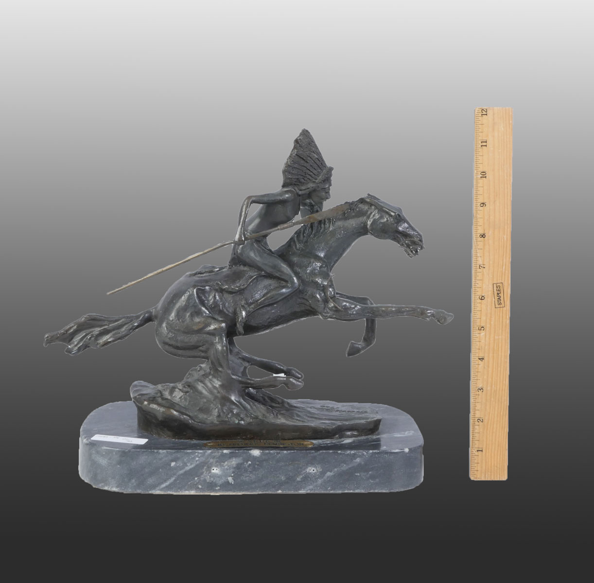 Appraisal: WARRIOR BRONZE AFTER FREDERIC REMINGTON '' in height affixed to