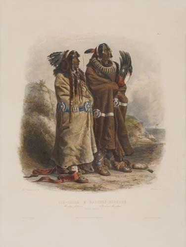 Appraisal: INDIANS Bodmer Karl Sih-Chida Mahchsi-Karehde Mandan Indians Tableau Hand-colored engraved