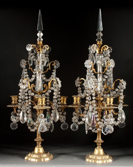 Appraisal: Pair of Louis XV style gilt brass and glass prism