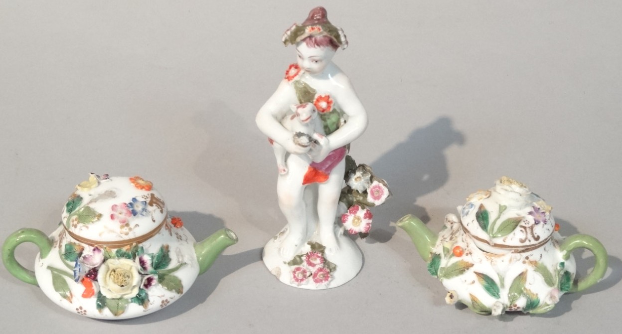 Appraisal: A thC Meissen porcelain teapot of compressed bellied outline with