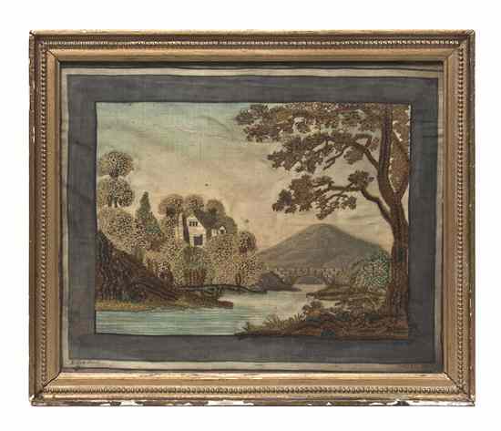 Appraisal: An English Needlework Picture depicting a pastoral scene with a