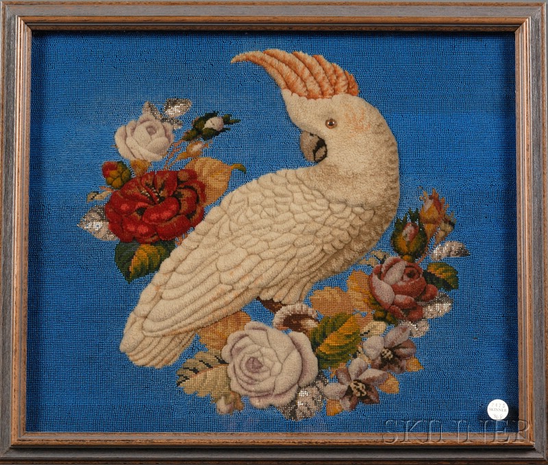 Appraisal: Victorian Wool and Beadwork Picture late th century with tufted