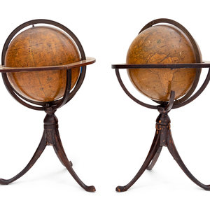 Appraisal: A Pair of English Terrestrial and Celestial Desk Globes Smith