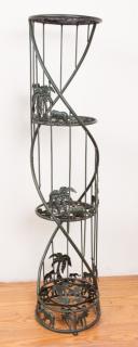 Appraisal: Figural Iron Plant Stand w Elephant Motif Green painted metal