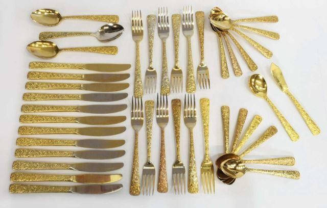 Appraisal: lot of Cellini Romanesque gold electroplate flatware with rose pattern