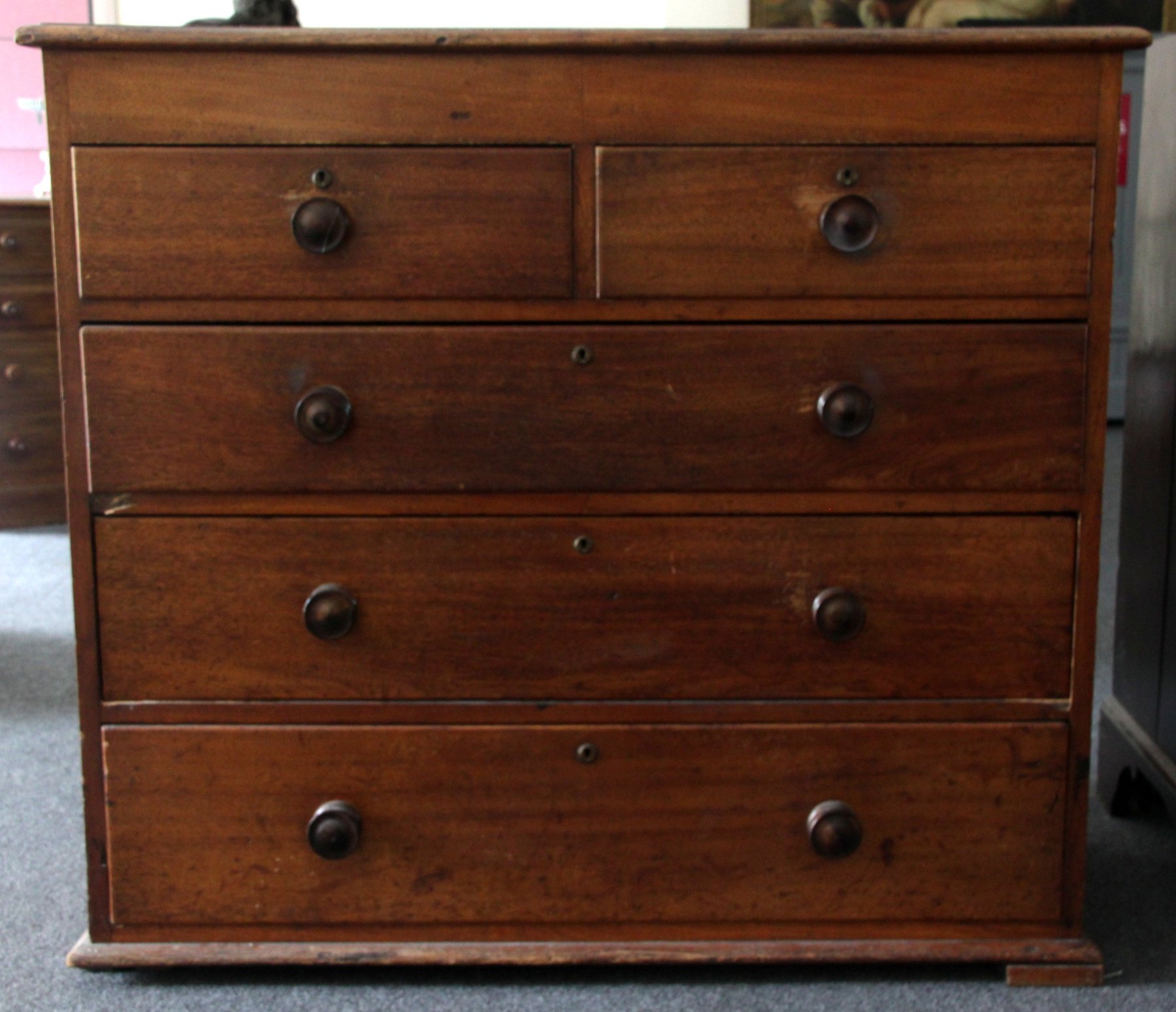 Appraisal: A mid th Century oak chest fitted three long and