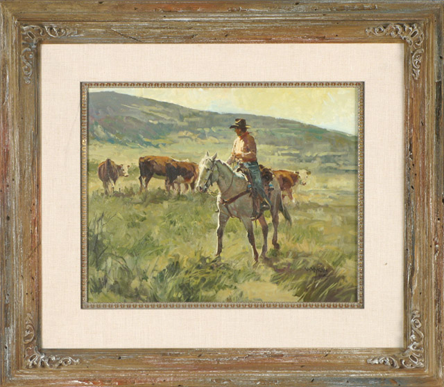 Appraisal: NEWMAN MYRAH OIL ON CANVAS Canada born Wrangler on horseback