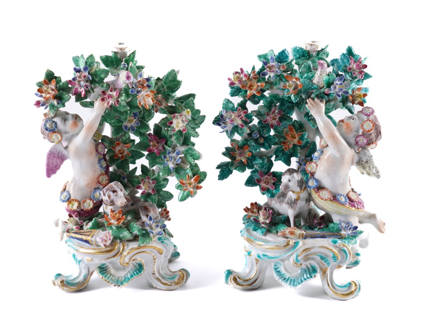 Appraisal: A PAIR OF BOW FIGURAL CANDLESTICKS Circa Each modelled as