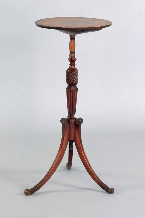 Appraisal: George IV mahogany candlestand ca with reeded standard and downward