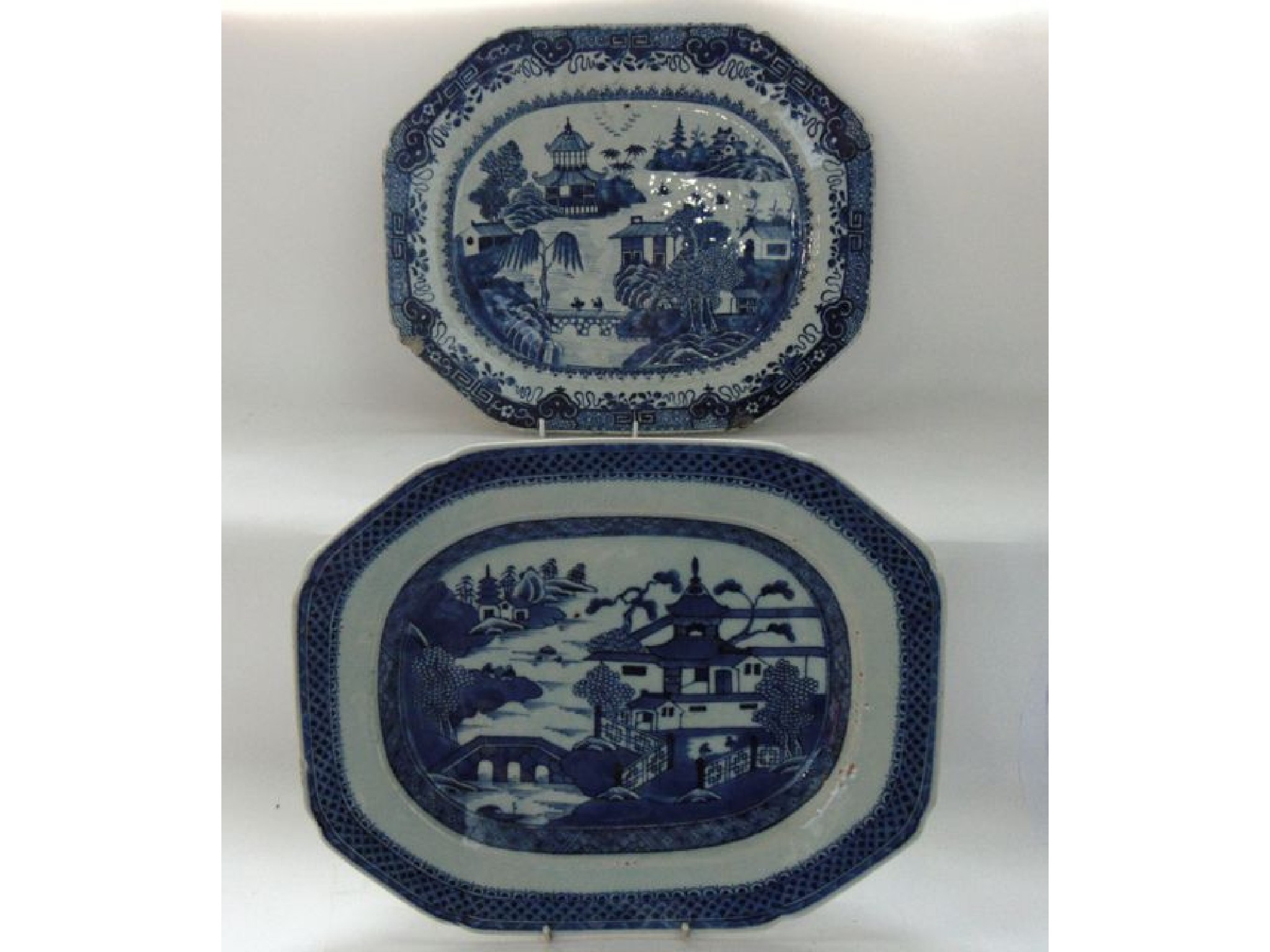 Appraisal: Two th century Chinese blue and white meat plates with