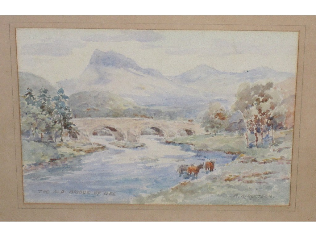 Appraisal: A ROBERTSON Pair of watercolours 'The Old Bridge of Dee'