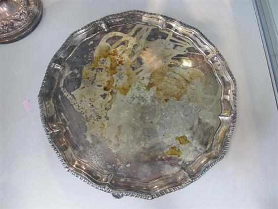 Appraisal: GEORGIAN OLD SHEFFIELD PLATE THREE FOOTED SALVER