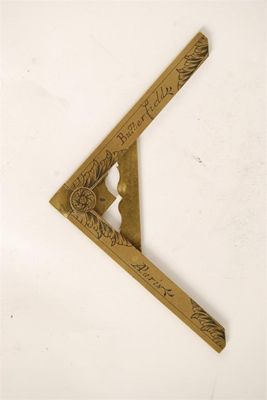 Appraisal: Butterfield Paris a brass folding square with engraved leaf decoration