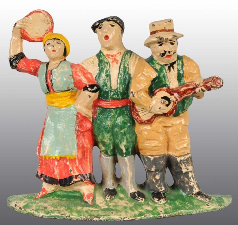 Appraisal: Cast Iron Street Singers Doorstop Description Made by Hubley cat