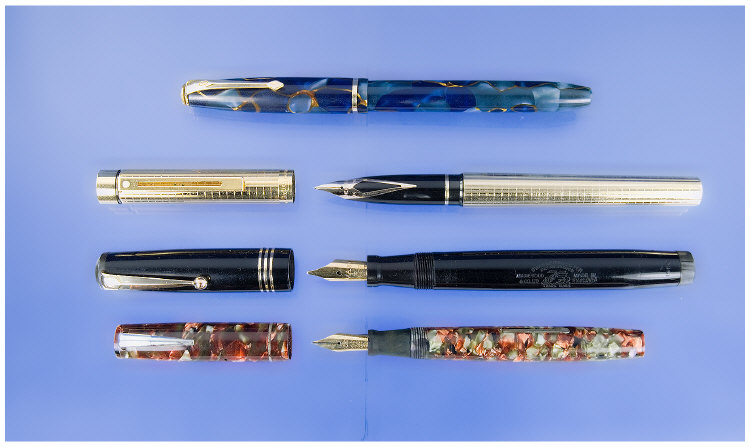 Appraisal: Collection Of Four Fountain Pens Comprising Black Swan Leverless Gold