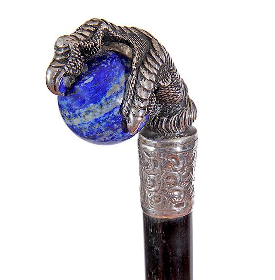 Appraisal: Lapis Talon Dress Cane Contemporary- A heavy cast signed sterling