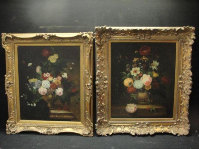 Appraisal: Oils on Canvas Floral Still Lifes One signed J Hammel