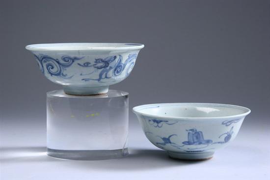 Appraisal: PAIR CHINESE BLUE AND WHITE PORCELAIN BOWLS - in diam