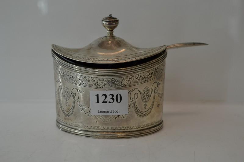 Appraisal: GEORGIAN STERLING SILVER MUSTARD POT GLASS INSERT A F