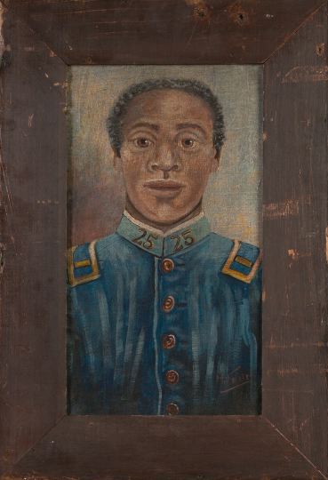 Appraisal: American School th Century Portrait of a Black Soldier oil