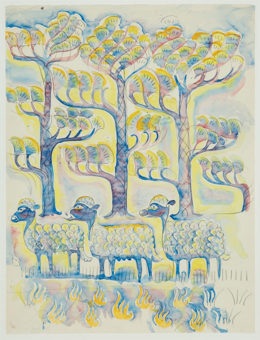 Appraisal: Walter Inglis Anderson American Mississippi - Sheep and Pine Trees