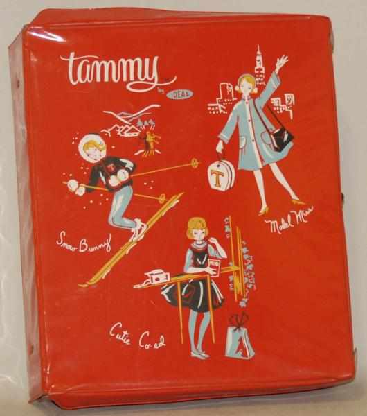 Appraisal: Tammy Doll in Red Plastic Wardrobe Case Size Case -