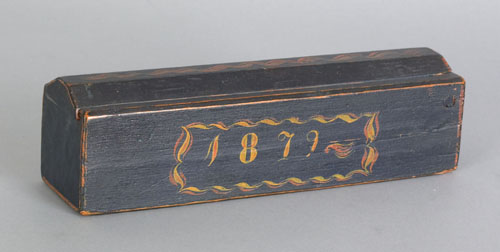 Appraisal: Painted pine pencil box dated initialed NK SM h w