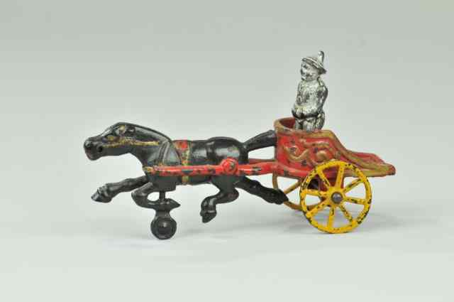 Appraisal: KENTON CLOWN CHARIOT Kenton cast iron open chariot painted in