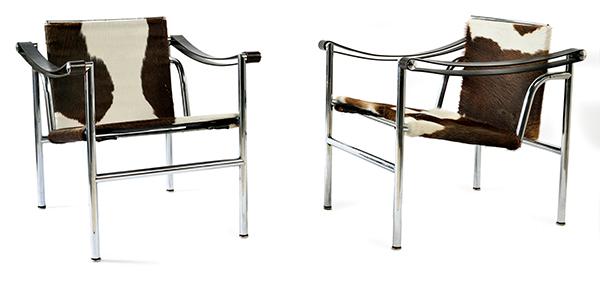 Appraisal: A PAIR OF LE CORBUSIER LC CHAIRS c Manufactured by